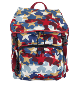 Star Print Backpack, Nylon, Multi, MII, 2*